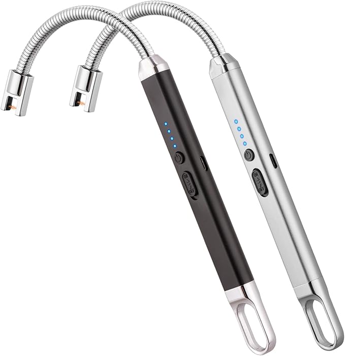 2Pack Electric Candle Lighter, Birthday Christmas Stocking Stuffers Gifts for Women Mom Men Wife Sister, USB Arc Rechargeable Windproof Long Lighter for Candle BBQ Housewarming Gift Idals