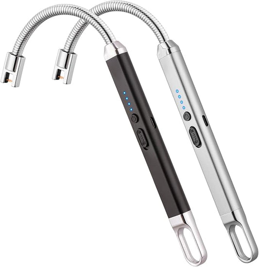 2Pack Electric Candle Lighter, Birthday Christmas Stocking Stuffers Gifts for Women Mom Men Wife Sister, USB Arc Rechargeable Windproof Long Lighter for Candle BBQ Housewarming Gift Idals