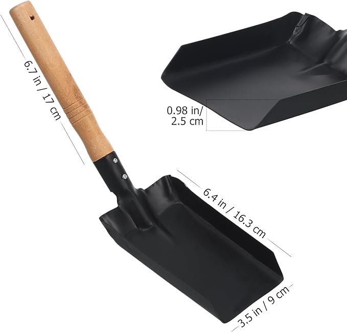Fireplace Ash Shovel Small Iron Shovel with Wooden Handle Small Garden Mini Digging Soil Dig Spade for Fire Stove Fireplace Trowel Ash Sweep