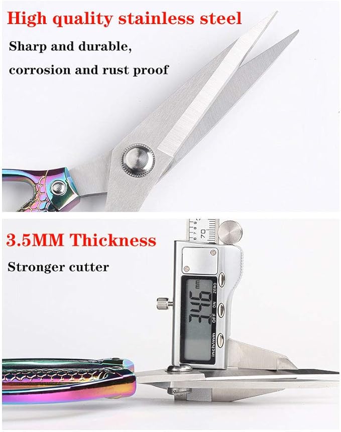 Jasni Stainless Steel Heavy Duty kitchen shears scissors for food meat poultry cooking cutting sharp Powerful strong professional All-Purpose pretty Color rainbow iridescent Titanium utility Office