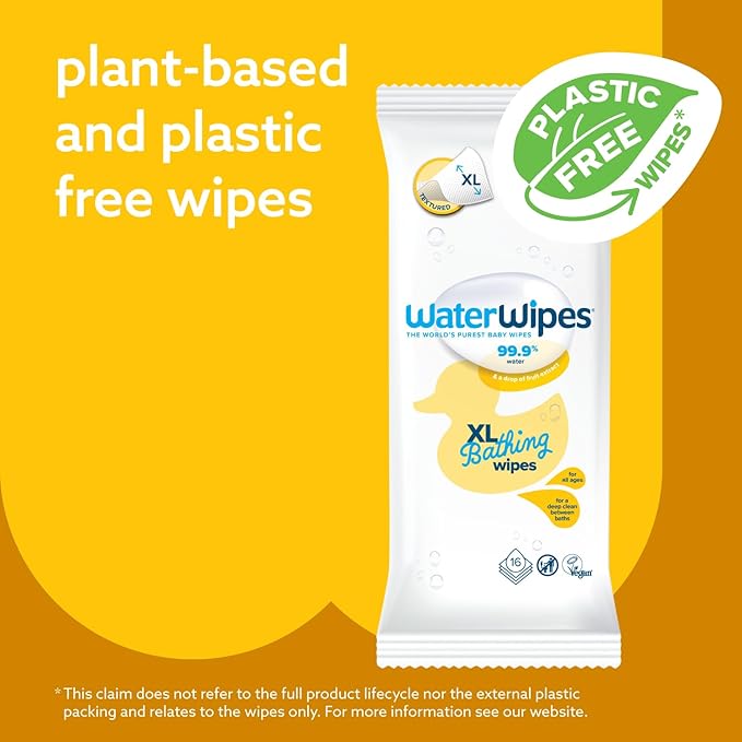WaterWipes Sensitive+ Bathing Wipes, 3-In-1 Cleans, Cares, Protects, 99.9% Water, Unscented & Hypoallergenic, 192 Count (12 Packs)
