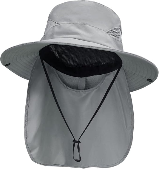NPJY Sun Fishing Hats with Neck Flap for Men Women UV Sun Protection Bucket Hat