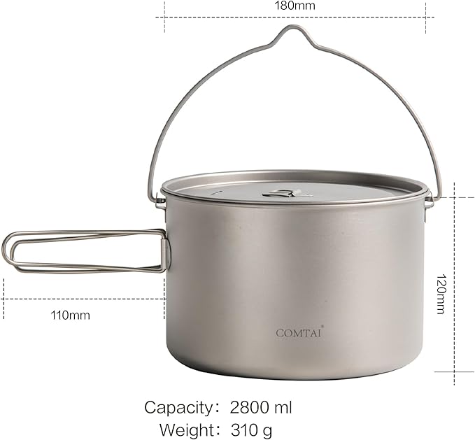 Titanium Camping Cookware Set 2800mL and 1100mL