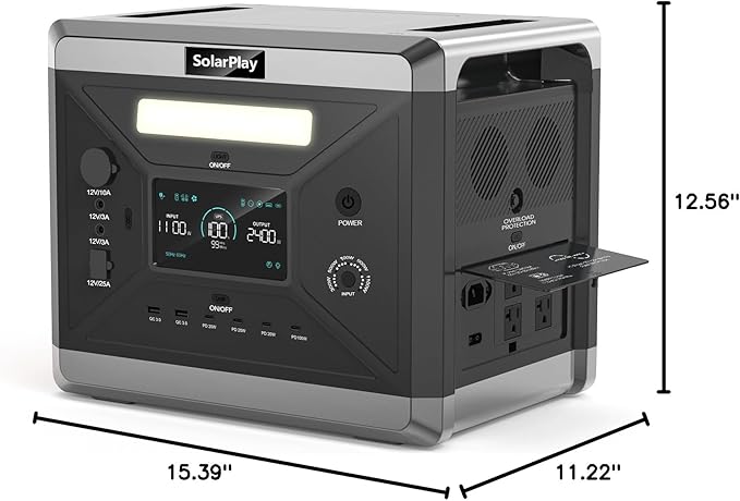 SolarPlay 2400W/2160Wh Portable Power Station, Power Station with 2x200w Panels Included, LFP Battery 4xAC Outlets 1.5Hrs Fast Charging, Emergency Solar Generator for Home Backup, Camping
