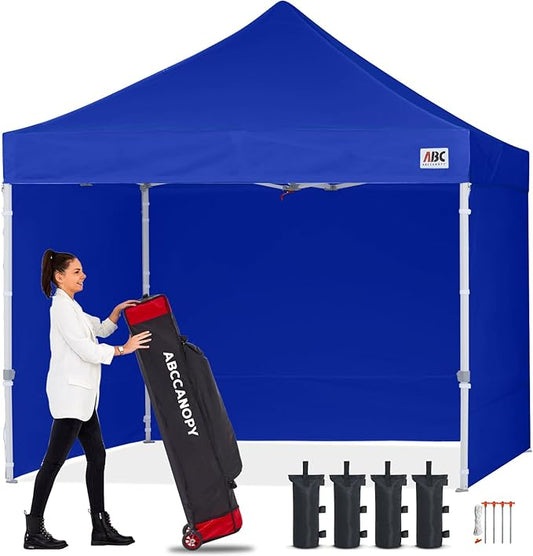 ABCCANOPY Easy Pop Up Canopy Tent with Sidewalls 10x10 Commercial -Series, Royal Blue