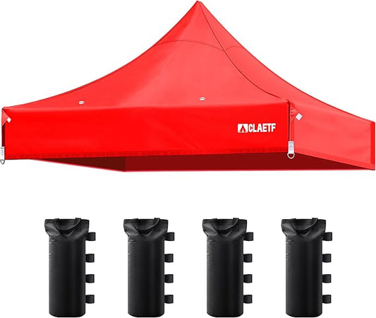 10x10 Canopy Replacement Top for Pop Up Canopy Tent - 4 Drainage Holes，10x10ft Canopy top Suitable for Most of The Standard Canopy(top only) (Red)