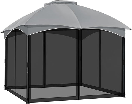 COWVIE Gazebo Replacement Netting Screen, 12' x 12' Universal Gazebo 4-Panel Mosquito Sidewalls with Double Zippers for Outdoor Patio (Only Netting)