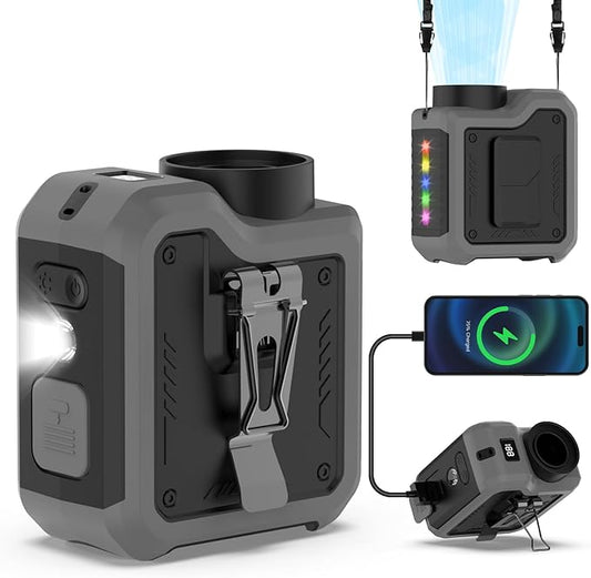 7-in-1 Multi-Use Portable Fan Hands Free Flashlight Etc,Christmas Gifts for Men Women,Turbo Powerful Cooling Personal Fan,10000mAh,24H Lasting,LED Display,Outdoor Travel Camping Fitness (Dark grey)