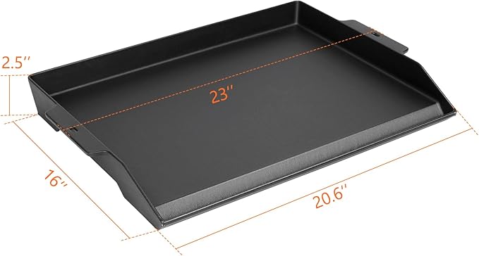 Universal Cast Iron Cooking Griddle 23" x 16", Nonstick cast iron Griddle Flat Top for Camp Chef 16'' stoves, Grill Plate with deep grease groove for Gas Grills and 4-5 Burner Range Oven