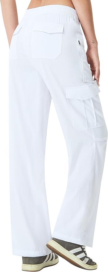 Women's Cargo Hiking Pants Lightweight Casual Quick Dry Straight Leg Camping Travel Pant for Work Golf with Multi-Pocket