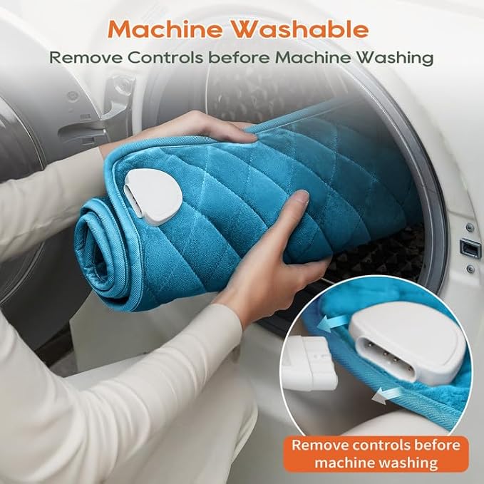 Electric Heating Pad for Pain Relief - 35"x20" King Size, Moist & Dry Heat, Soft Velvet, Machine Washable, Adjustable Temperature, Auto Shut-Off, Ideal for Back, Neck, Shoulder & Menstrual Cramps