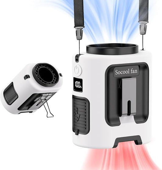 Socool Portable Waist Fan Clip on Wearable Belt, Mini Personal Fans Rechargeable, 4 Speeds 13000RPM, 25H Cooling Shirt Fan Battery Operated, Neck Fan Hanging for Outdoor Camping Travel Jobsite