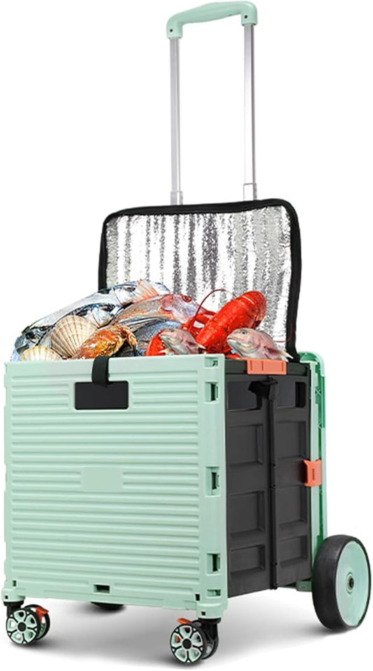 Cooler Bag Wheeled，Large Insulated Rolling Cooler Collapsible Leakproof Portable Hard Framed Ice Packs for Camping Picnic Beach Travel