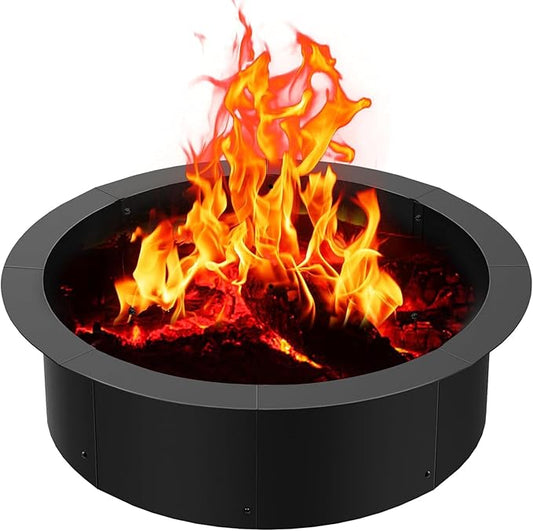 36 inch Inner Fire Pit Ring, 40 inch Outer Large Round Steel Fire Pit Insert Metal Fire Ring Liner Rim Heavy Duty for Outdoor