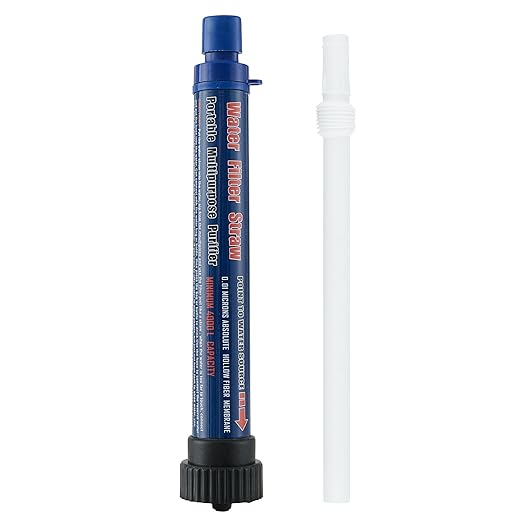 Navy Blue 1 Pack Water Filter Straw Outdoor Portable Personal Water Filter Straw Water Purifier Survival Gear and Equipment for Hiking Camping Travel and Emergency
