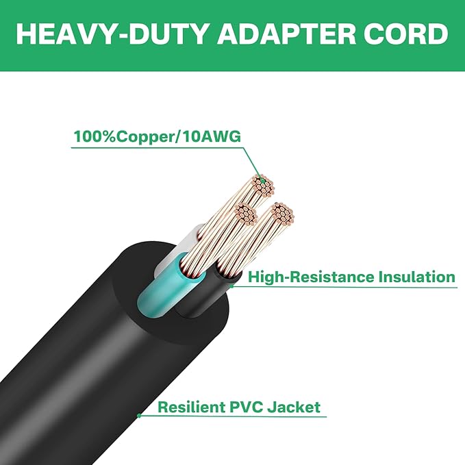 NOVUS 15 Amp to 30 Amp RV Power Adapter Cord, NEMA 5-15P to TT-30R, 12 Inch Heavy Duty 10/3 Gauge STW, Grip Handle, ETL Listed Electrical Converter for RV Camper Trailer Outdoor Use