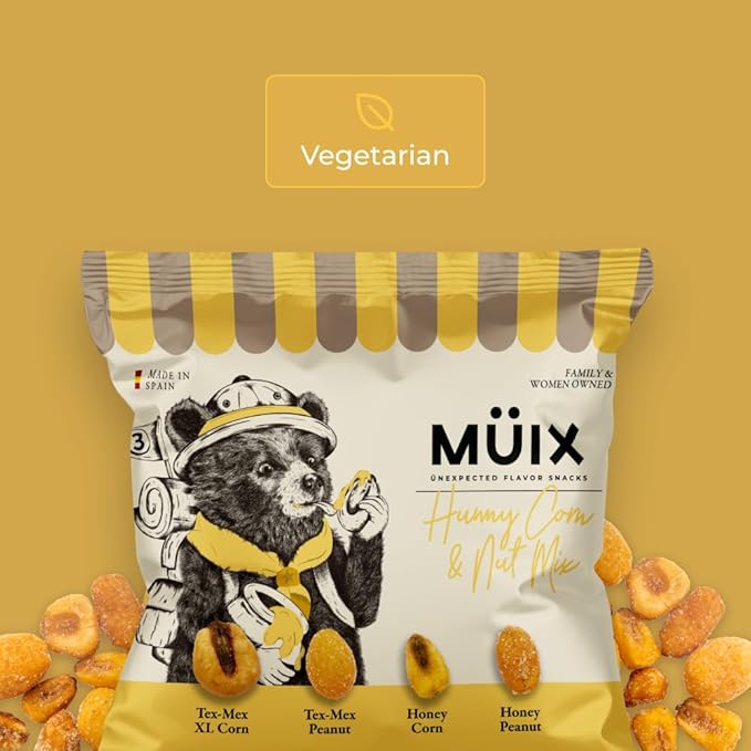 Müix Snacks, Special Flavor Trail Mix, Honey Mix, Mix Snacks (XL Corn, TexMex Peanut, Honey Corn and Peanut) - 2.3 Ounce Bags (Pack of 16 Bags)