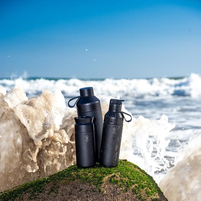 Ocean Bottle - Recycled Stainless Steel Go Water Bottle - Eco-Friendly & Reusable Bottle - Obsidian Black - 17 oz