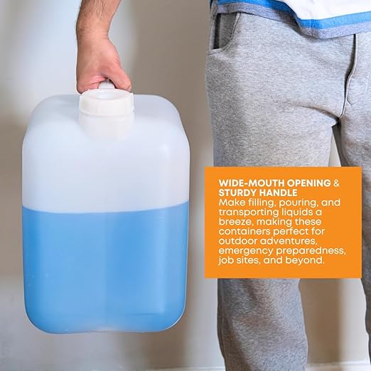 FastRack 5 Gallon Water Jug (Pack of 4) | BPA-Free, Food-Grade, and Leak-Proof | White Water Container | Ideal for Brewing, Fermentation, or Storage