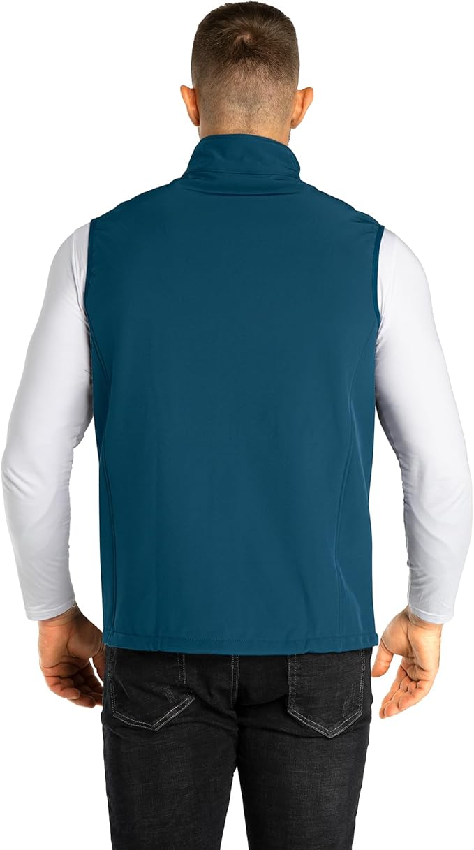 33,000ft Men's Lightweight Softshell Vest Outerwear Zip Up Fleece Lined Windproof Sleeveless Jacket for Golf Running Hiking