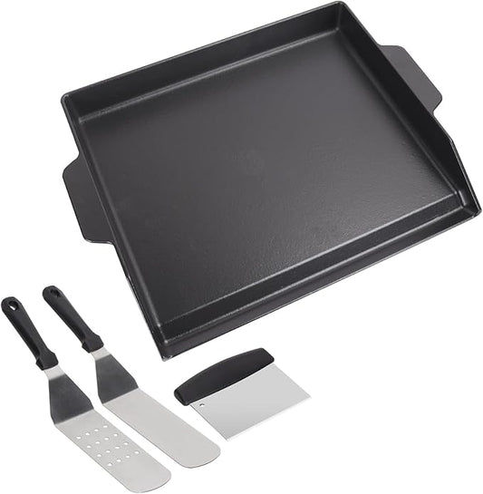 23" x 16" Cast Iron Griddle for Gas Grill, Universal Nonstick Outdoor BBQ Flat Top for Gas Stove Top 4 Burner Range Oven, Cooking Griddle Plate for Camping, Tailgating, Parties