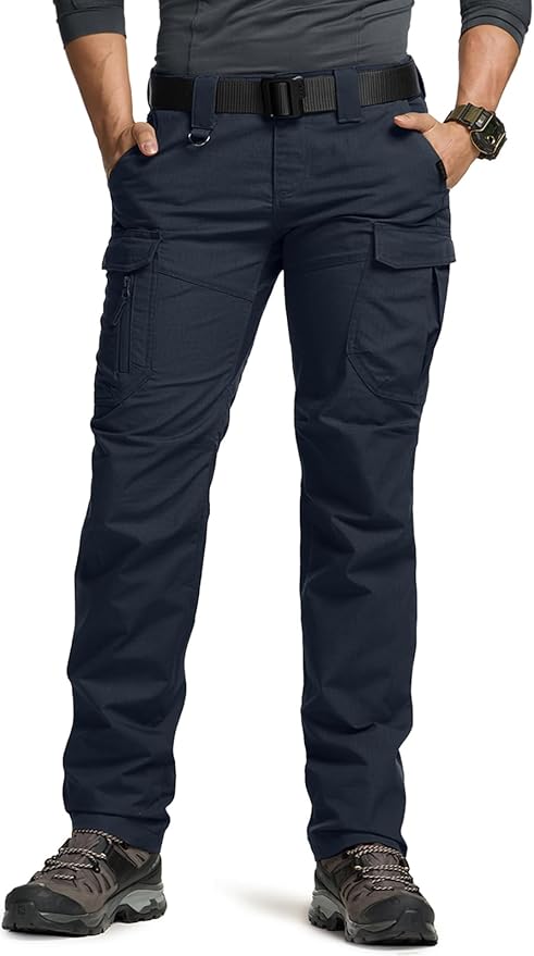CQR Women's Flex Stretch Tactical Pants, Water Resistant Ripstop Cargo Work Pants with Pockets for Outdoor & Hiking