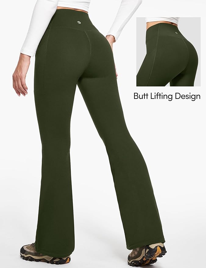IUGA Fleece Lined Pants Women Water Resistant Hiking Pants Winter Flare Leggings with Pockets Bootcut Thermal