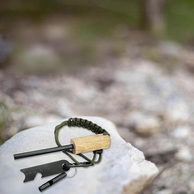 Fire Starter Ferro Rod, 4 Inch Flint and Steel Survival Kit, Flint Fire Starter for Camping and Hiking, 6-in-1 Emergency Survival Fire Steel