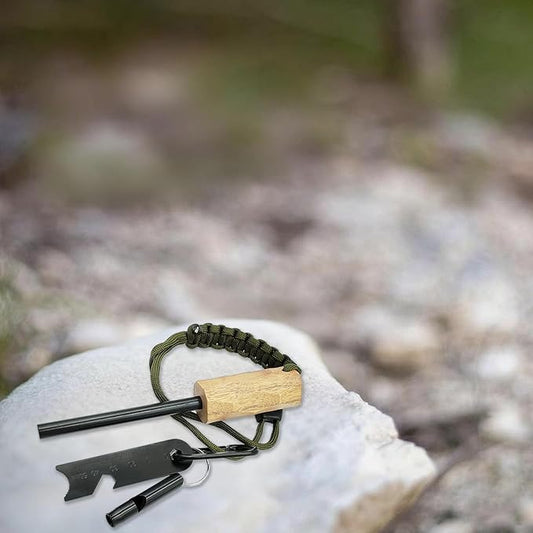 Fire Starter Ferro Rod, 4 Inch Flint and Steel Survival Kit, Flint Fire Starter for Camping and Hiking, 6-in-1 Emergency Survival Fire Steel