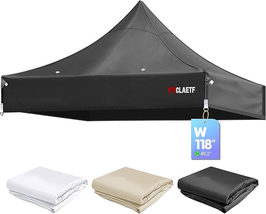 10x10 Canopy Replacement Top for Pop Up Canopy Tent - 4 Drainage Holes，10x10ft Canopy top Suitable for Most of The Standard Canopy(top only, Black)