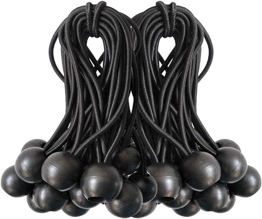 Ball Bungee Cords, 50 Packs, 4 Inch Black Tie Down Cords for Tarp, Canopy Shelter, Wall Pipe, UV Resistant