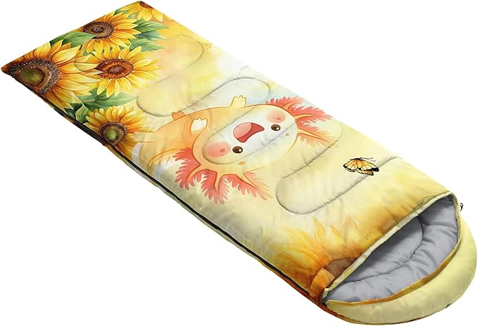 AILONEN Girls Pink Camping Sleeping Bags,Lightweight & Waterproof,3 Season Warm & Cool Weather,Cute Bow Duck Print Sleeping Bags for Kids,Girls,Adults Travelling,Outdoors