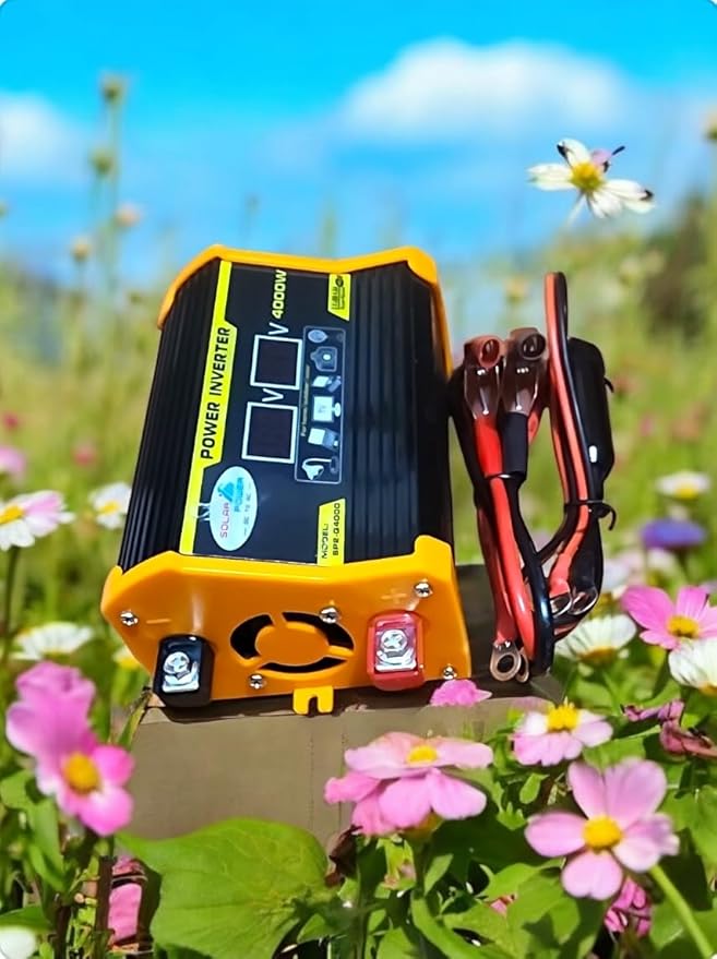 High-Power 4000W DC to AC Power Inverter – 12V to 110V/220V Converter with Dual USB Ports, Universal AC Outlet, LED Display for Cars, Trucks, RVs, and Home Backup