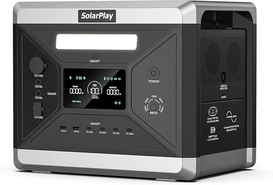 SolarPlay Q2501 Solar Portable Generator 2400W for RV Camping, Home Solar Powered Generator 2160Wh LiFePO4 Battery w/ 4 2000W AC Outlets, 2 DC Outlets, XT60, Cigarette Lighter & 6 USB Power Station