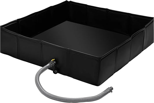 MABOZOO Portable Shower Pan, 41" x 41" x 10" Outdoor Shower Base Foldable Shower Base with Drain Pipe Camping Shower Mat for Indoor & Outdoor