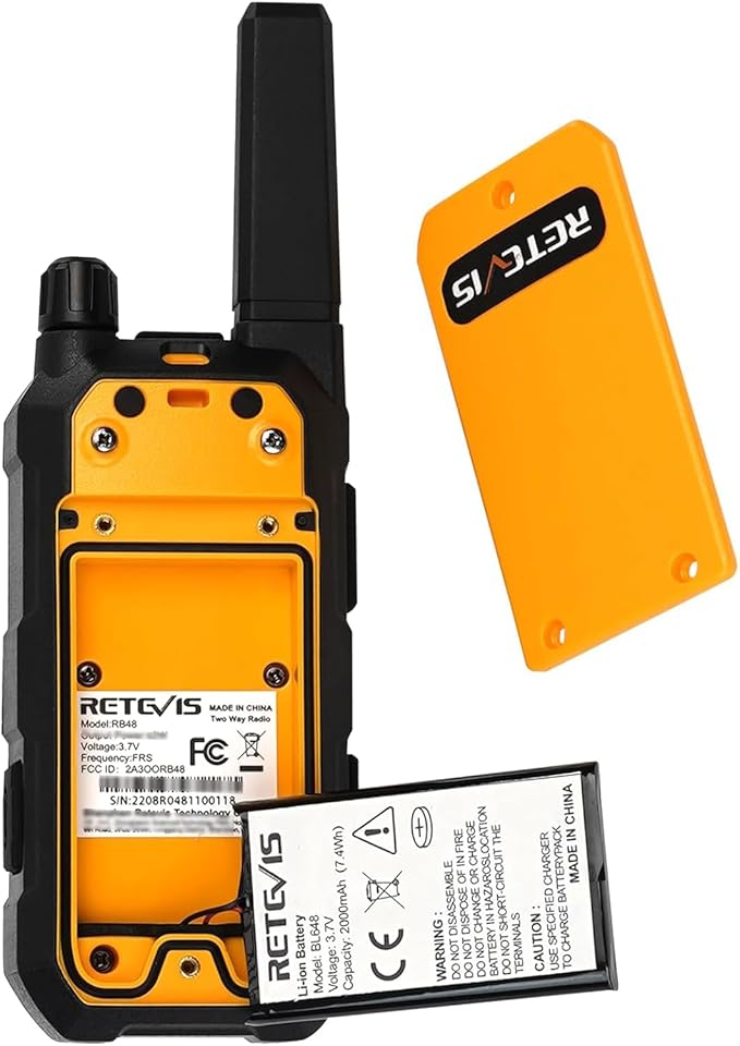 Retevis RB48 Waterproof Walkie Talkies, Heavy Duty Two Way Radio, Advanced Triple Proof, Vibration Call, USB-C, SOS,2000mAh, NOAA, 2 Way Radio(2 Pack) Yellow