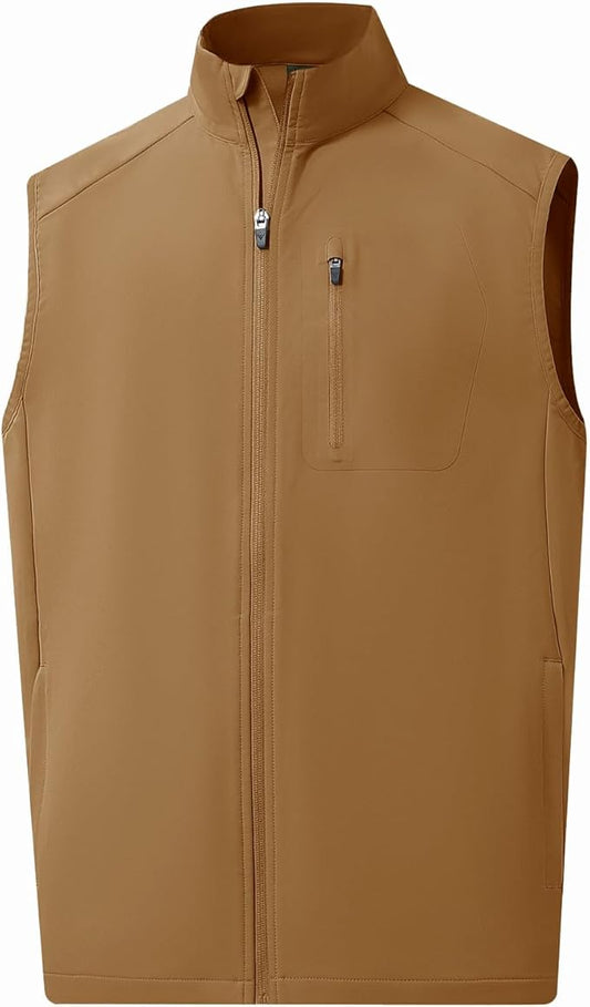 M MAELREG Mens Vests Outerwear Windproof Lightweight Softshell Vests Zip Pockets Sports Sleeveless Jacket Golf Vests for Men