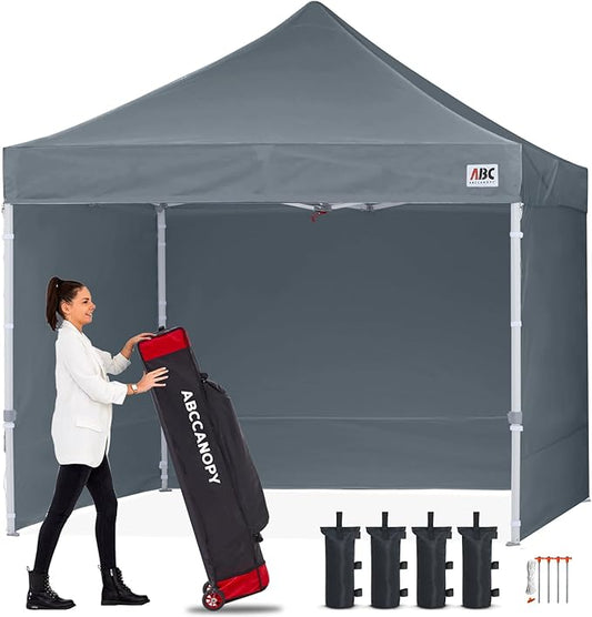 ABCCANOPY Ez Pop Up Canopy Tent with Sidewalls 10x10 Commercial -Series, Dark Gray