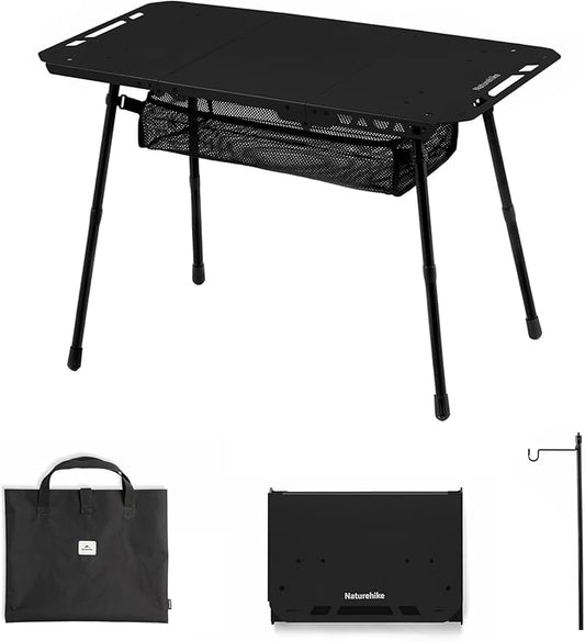 Naturehike Tactical Camping Table with Adjustable Height, Collapsible Table Lightweight with Carry Bag for Camping, Travel expeditions, Hiking, Picnics, BBQs & Beach Trips