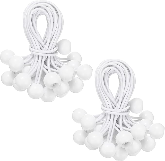 50-Pack Ball Bungee Cords, 6 Inch High Elastic Canopy Tarp Tie Down Bungee Balls for Camping/Tent/Cargo Holding Wire Hoses/Patio Umbrellas/Shelter [White]