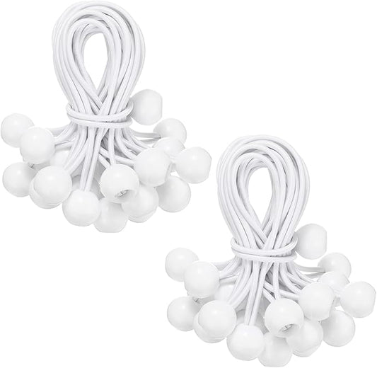 50-Pack Ball Bungee Cords, 6 Inch High Elastic Canopy Tarp Tie Down Bungee Balls for Camping/Tent/Cargo Holding Wire Hoses/Patio Umbrellas/Shelter [White]
