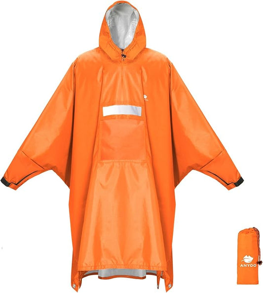 ANYOO Hooded Rain Poncho for Adults Waterproof Lightweight Rain Coat for Men Women Reusable Rain Jacket for Emergency Outdoor