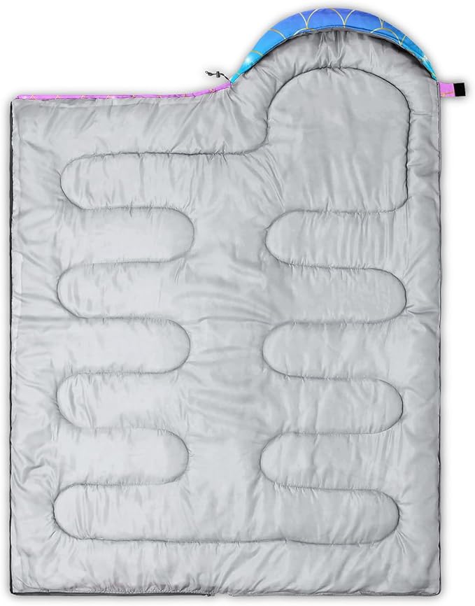 HOSIMA Cartoon Axolotl Sleeping Bags for Kids 10-12,Blue Cartoon Kids Sleeping Bags for Girls Boys,Compact Sleeping Bag for Camping Essentials and Hiking.