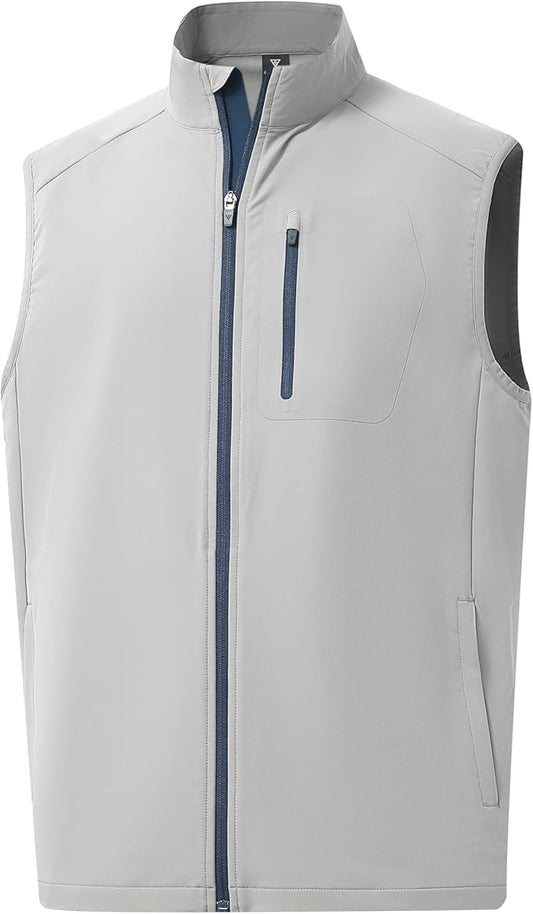 M MAELREG Mens Vests Outerwear Windproof Lightweight Softshell Vests Zip Pockets Sports Sleeveless Jacket Golf Vests for Men