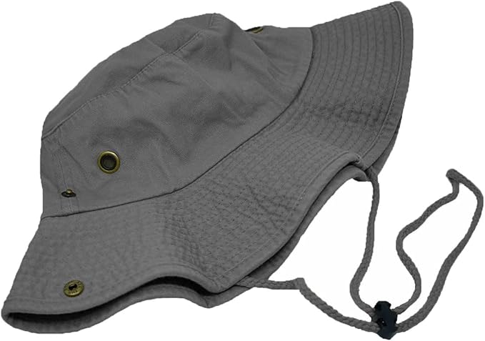 Glory Max Washed Cotton Bucket Hat with Chin Strap Fishing Sun Safari Boonie Cap