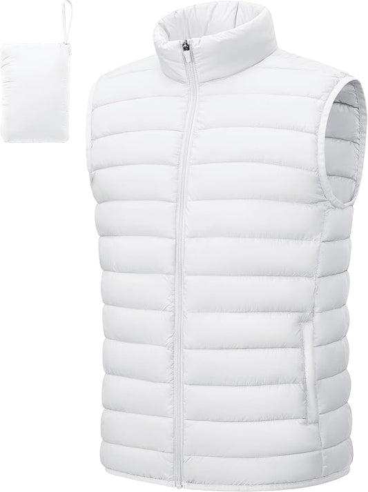 Cotrasen Men's Puffer Lightweight Vest Packable Outerwear Vest Warm Winter Outdoor Sleeveless Jacket for Travel Running