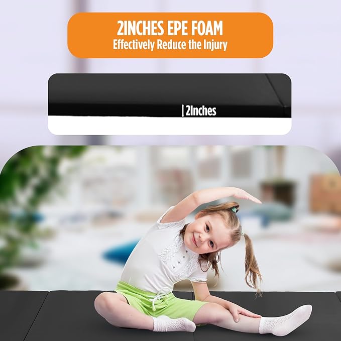 Gymnastics Mats Foldable Tumbling Mats Portable Gymnastics Exercise Mat 2'x6'/2.5'x6.4'/4'x6'/4'x8'/4'x10'/ Gymnastics Tumbling Mats Pad Home Exercise Panel Mat With Carrying Handles