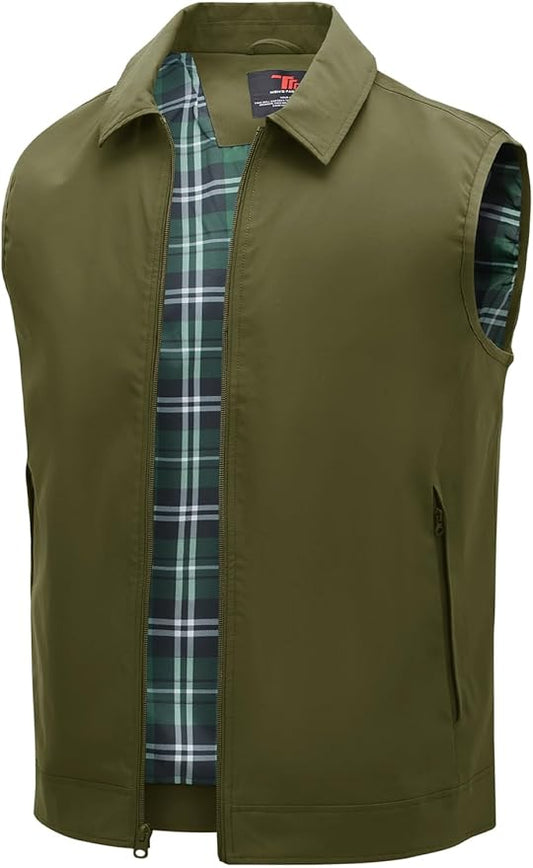 TBMPOY Men's Vest Casual Lightweight Thin Utility 3 Zip Pockets Stylish Sleeveless Jackets Summer Fall Golf Travel Business