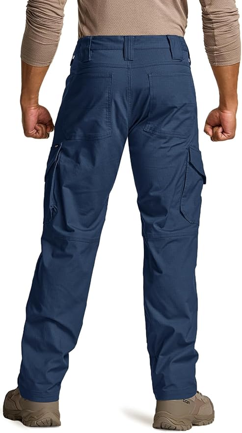 CQR Men's Flex Ripstop Tactical Pants, Water Resistant Stretch Cargo Pants, Lightweight EDC Hiking Work Pants