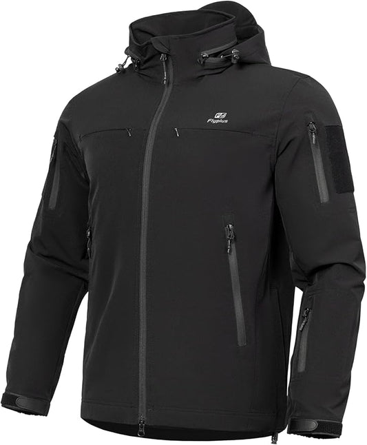 Men’s Tactical Jacket Lightweight Hooded Windbreaker Water Resistant Stretch Breathable 9 Pockets Outdoor Work Coat